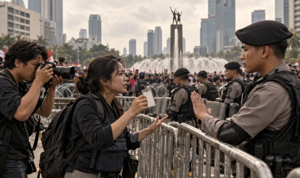 HADANG WARTAWAN MELIPUT DEMO DI HI, POLDA METRO MINTA MAAF